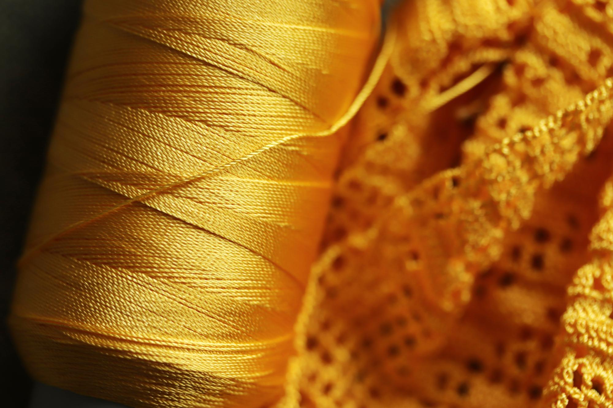 Close-up luxury hand embroidery on silk